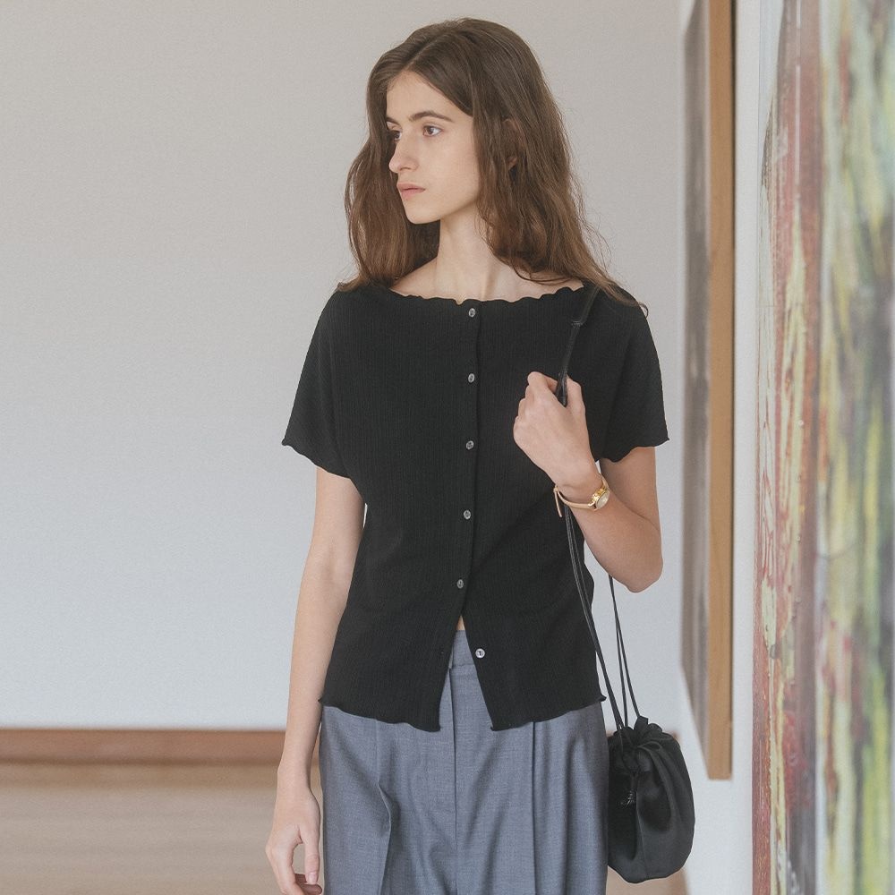 [9/1 예약배송]Pleated raglan cardigan [TISU06CD02]_Black