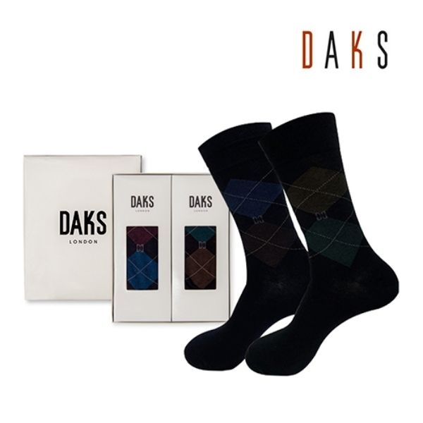 닥스 체크 신사양말 2족 세트+포장+쇼핑백 명절 생활 선물세트