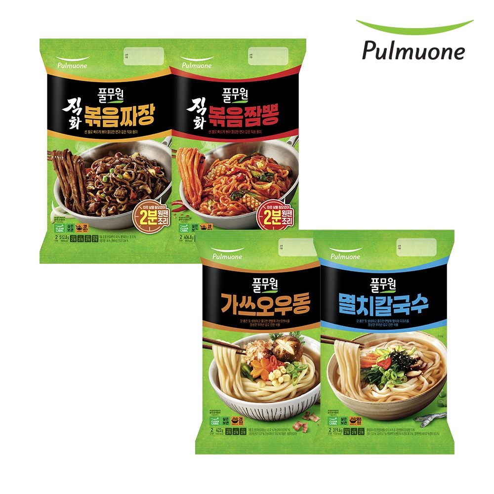 풀무원 직화짜장 2봉+직화볶음짬뽕 2봉 외 가쓰오우동, 멸치칼국수 4봉 골라담기
