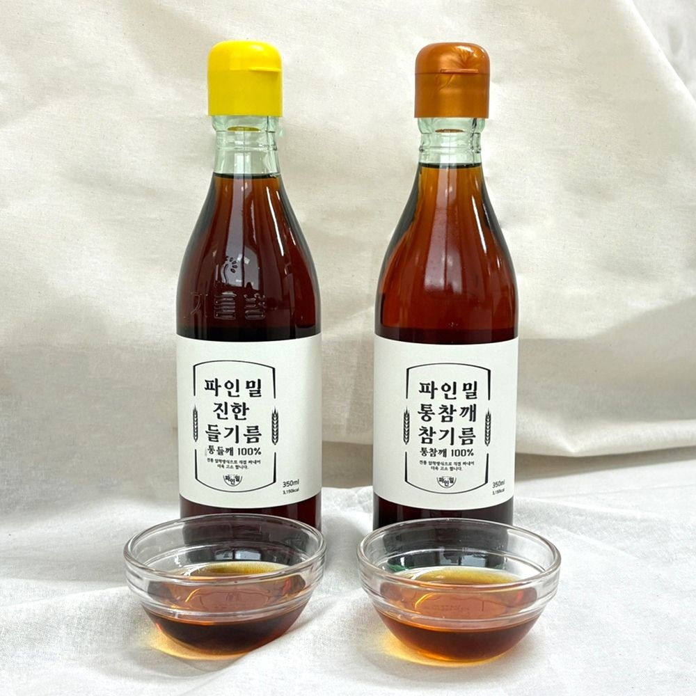 [파인밀] 전통압착 통깨 100% 참기름 들기름 350ml 1+1 / 선물세트