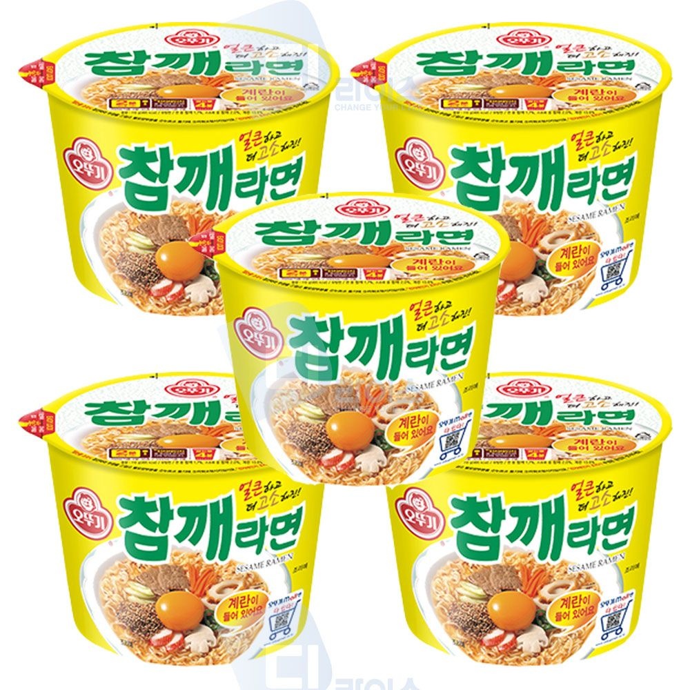 오뚜기 참깨라면 큰컵 5개 고소한참깨 컵라면 해장라면 간식 매콤한맛 캠핑 출출할때 큰사발 야식 낚시