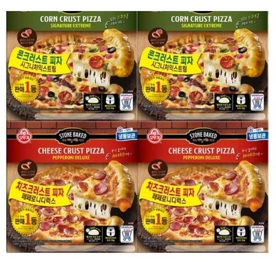 [오뚜기] 페페로니디럭스 치즈크러스트 피자 510g x 2개+시그니처 콘크러스트 피자 530g x 2개 (45901423) (기본)