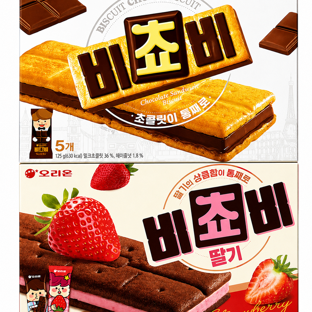 오리온 비쵸비 초코 5P 125g 3박스 + 딸기 5P 125g 3박스