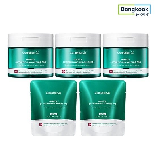 동국제약 마데카 더블 타이트닝 앰플 패드 3개+리필 60매 2개 모공 피부 탄력 미백 주름케어 광채 리프팅