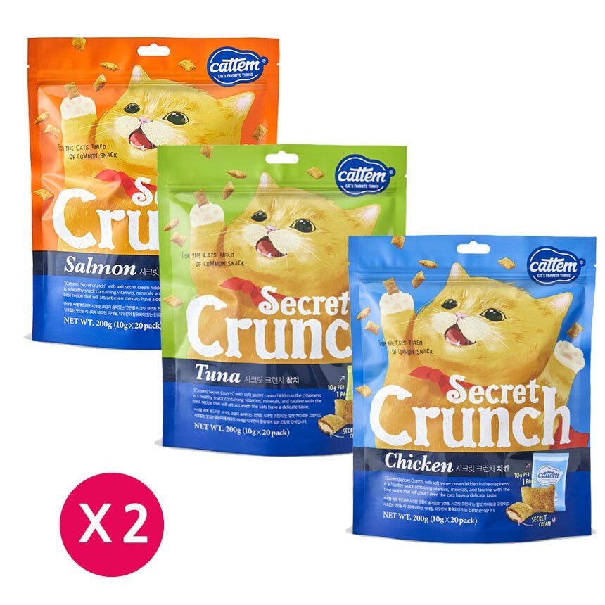 (현대Hmall) 캣템 시크릿크런치 고양이 이빨간식 200g 3종 x 2개