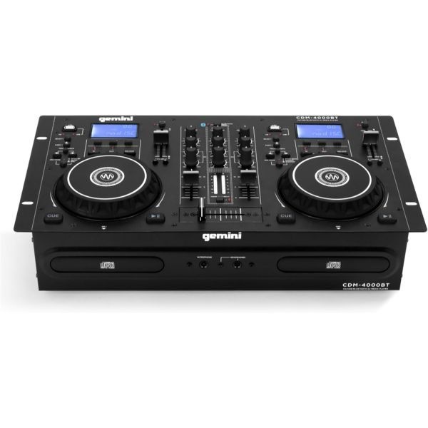 [해외] 제미니 사운드 CDM 4000BT: 블루투스 기능이 탑재된 올인원 DJ 독립형 CD 플레이어 겸 믹서 콤보 가정 이벤트용 듀얼 U