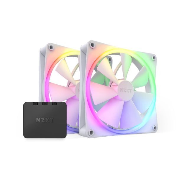 [해외] NZXT F140 RGB 팬 RF R14DF W1 고급 조명 커스터마이징 초저소음 냉각 2개 세트 컨트롤러 포함 140mm 화이트 310029