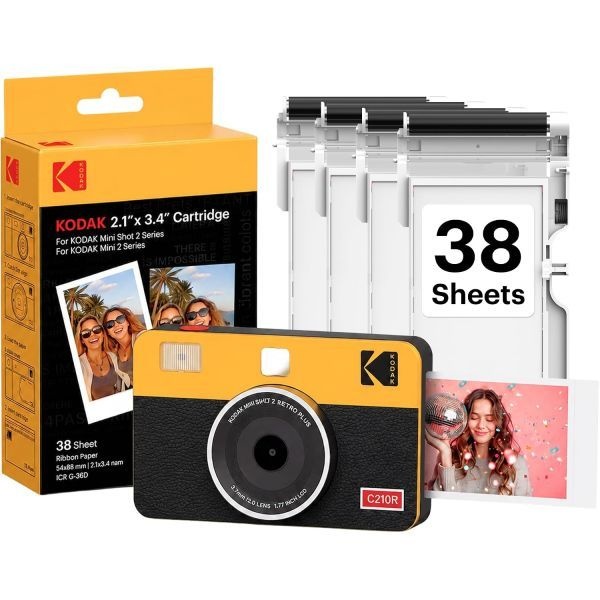 KODAK [해외] 코닥 미니샷 2 레트로 2x3인치 즉석 디지털 카메라 겸 사진 프린터 38매 용지함 in 1 휴대용 프린트 iOS 안드로이드