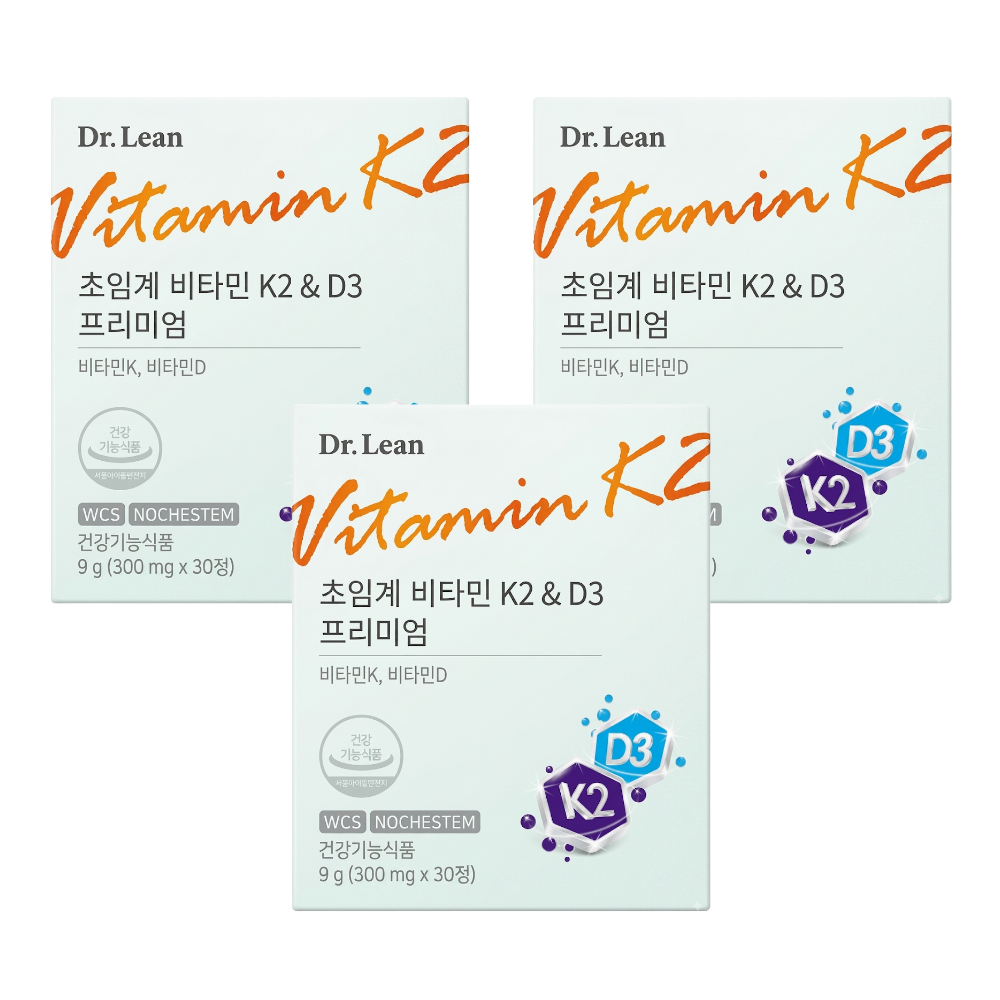 [오늘출발] 닥터린 초임계 비타민 K2 & D3 프리미엄 300mg x 30정, 3개