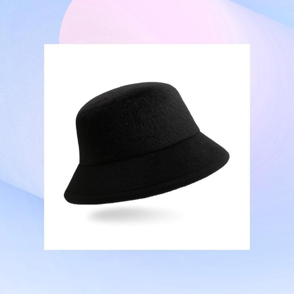 포근한 블랙 여성 따뜻한 패션 겨울코디 소품 버킷햇 털모자 벙거지모자