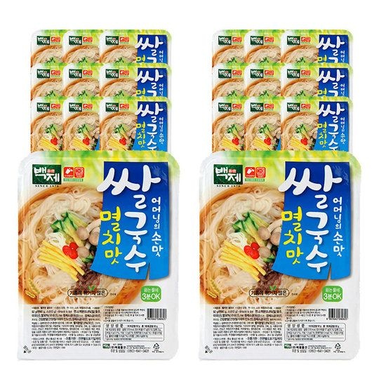 백제 쌀국수 멸치맛 김치맛 얼큰한맛 육개장맛 20개 309929 (01. 멸치맛 쌀국수 20개)