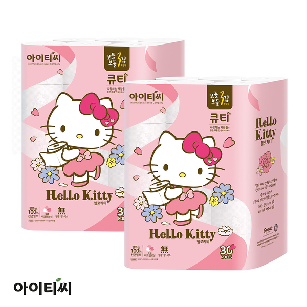 헬로키티 3겹 큐티 화장지(27m) 30롤X2팩