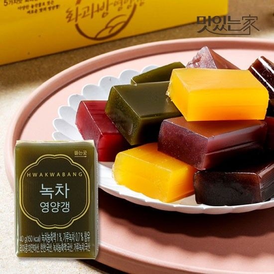 화과방 녹차맛 양갱 40gx50개입 / 벌크형 대량 큐빅양갱