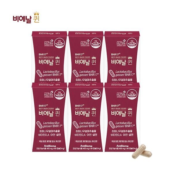 (주)서흥 [비에날 퀸] [NEW/24주] 비에날퀸 갱년기 다이어트 유산균 (400mg*60캡슐*6박스)