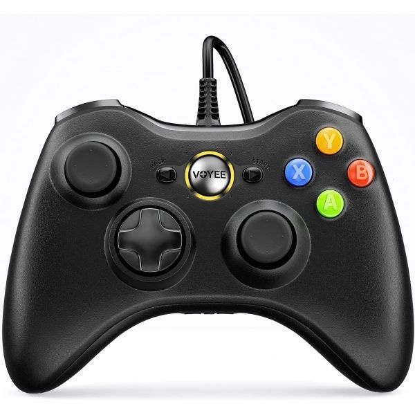 [해외] VOYEE PC 컨트롤러 마이크로소프트 Xbox 360 Slim Windows 10 8 7 호환 유선 업그레이드된 조이스틱 더블 쇼크 향상된 기능