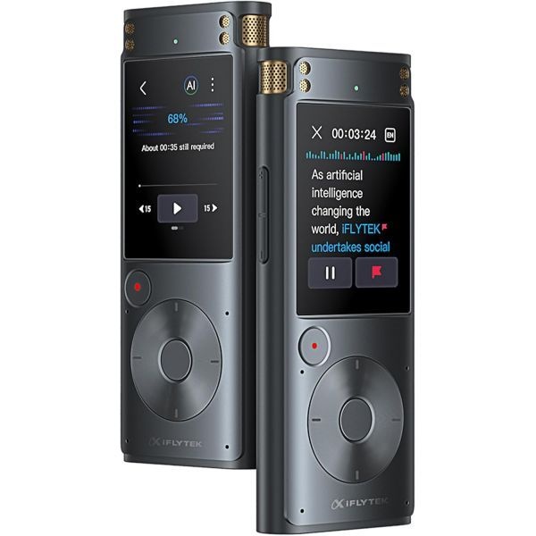 [해외] iFLYTEK 오프라인 음성 녹음기 재생 기능 포함 AI 텍스트 변환 안전한 디지털 5개 언어 소음 제거 회의 인터뷰 학습