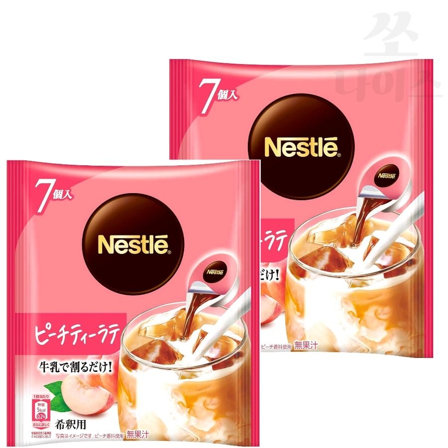 [해외] (2봉x7개입) 일본 네슬레 복숭아 티 라떼 포션 스틱 피치티 아이스티 Nestle