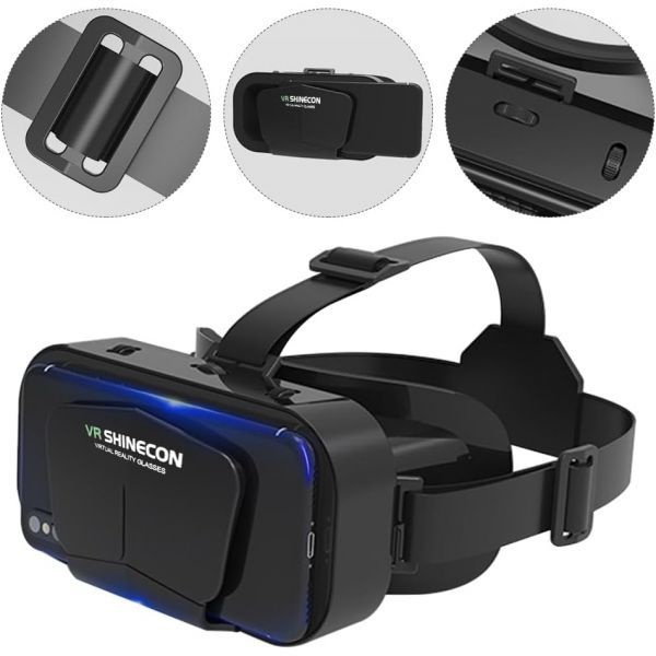 [해외] 가상현실 VR 헤드셋 3D 안경 4.7~7인치 버전 지원 스테레오 헤드폰 TV 영화 비디오 게임용 블랙 271936