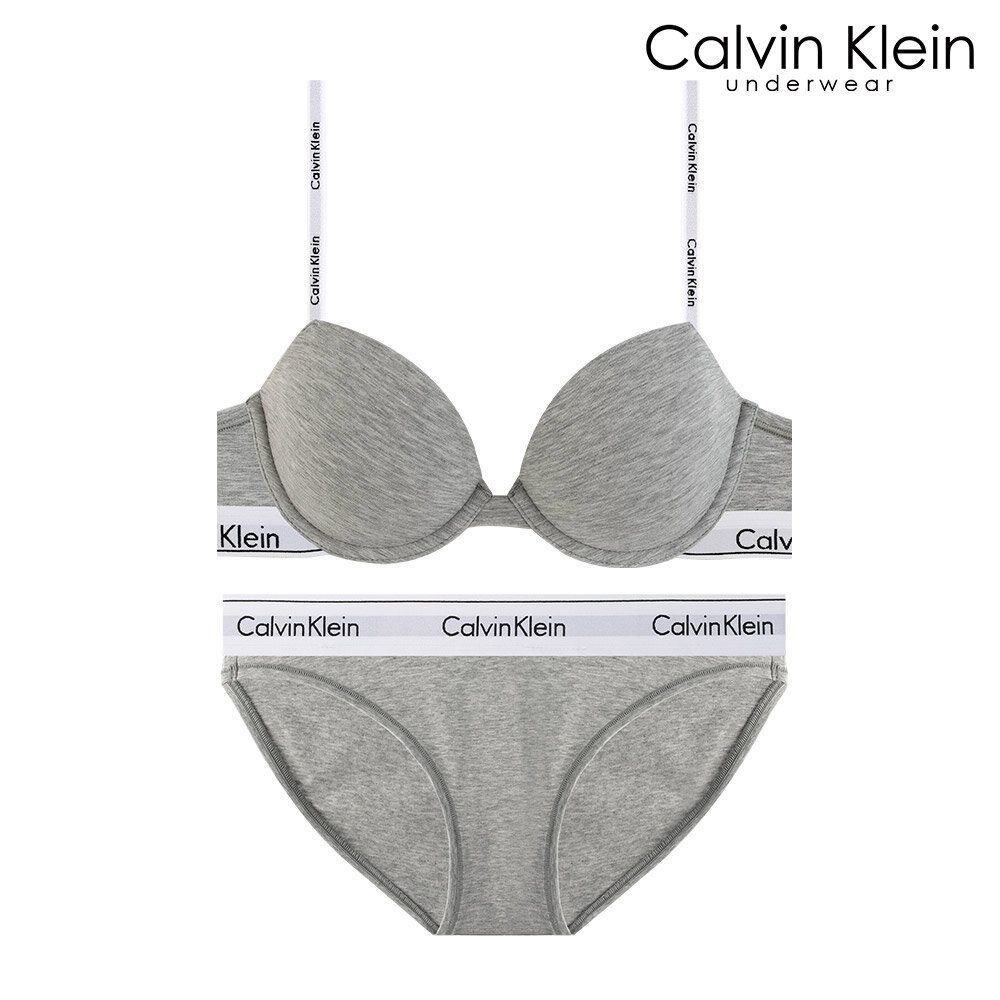 캘빈클라인 언더웨어 캘빈클라인 언더웨어 CK 여성 아이콘 코튼 데미 브라+팬티 세트 QF8499+QF8520 GREY 71Y250 27C610