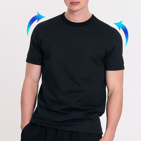 남성용 어깨뽕 반소매 티셔츠 보정속옷