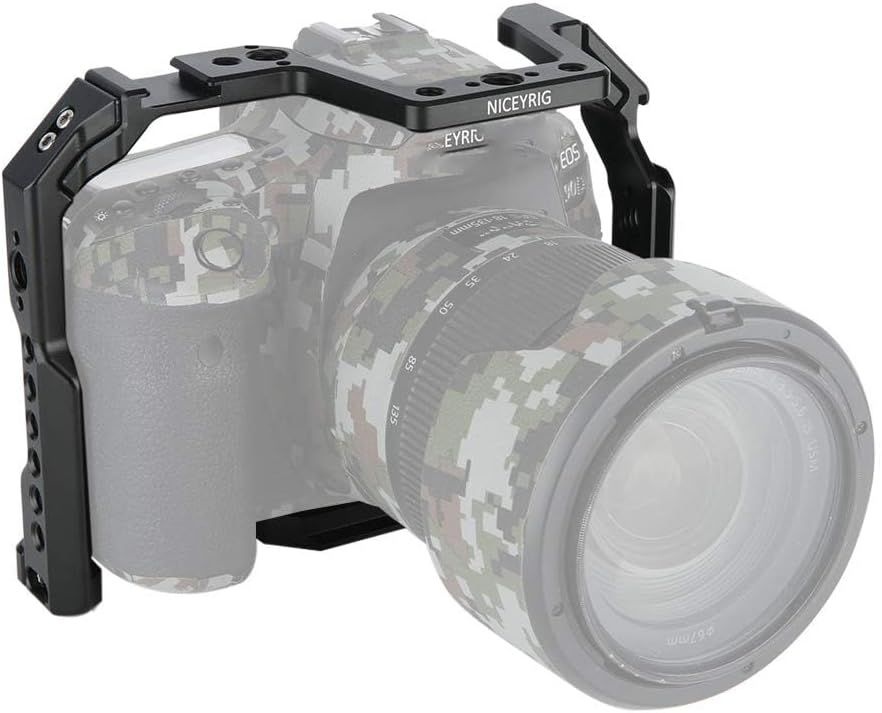 Canon 80D, 90D, 70D용 NICEYRIG 카메라 케이지, NATO 레일 및 콜드 슈 포함, 1/4 3/8 위치 지정 구멍 - 371 | 90D Nato 레일이