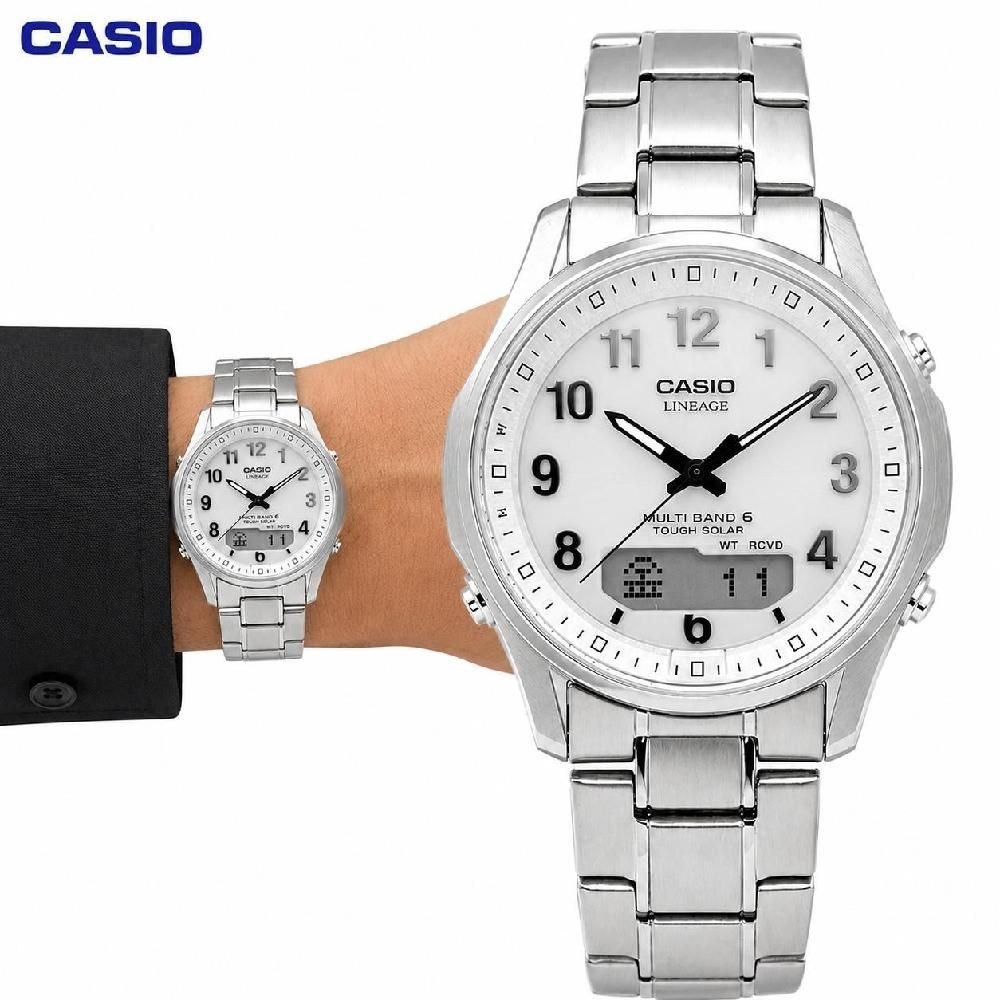 CASIO [해외] 카시오 리니지 티타늄 솔라 전파 남성 메탈 시계 아나디지 LCW-M100TSE-7AJF
