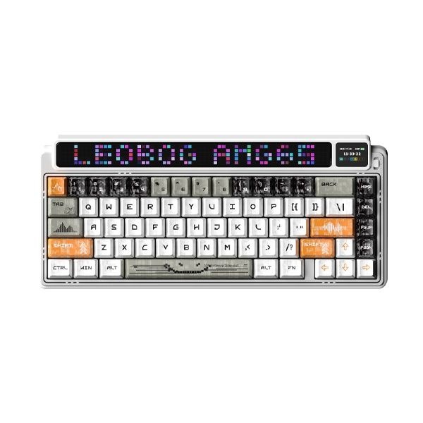 LEOBOG 유 무선 블루투스 기계식 키보드 by AULA AMG65 듀얼 스크린 펀키스 사이버 팬텀 저소음 솜사탕축 4053674