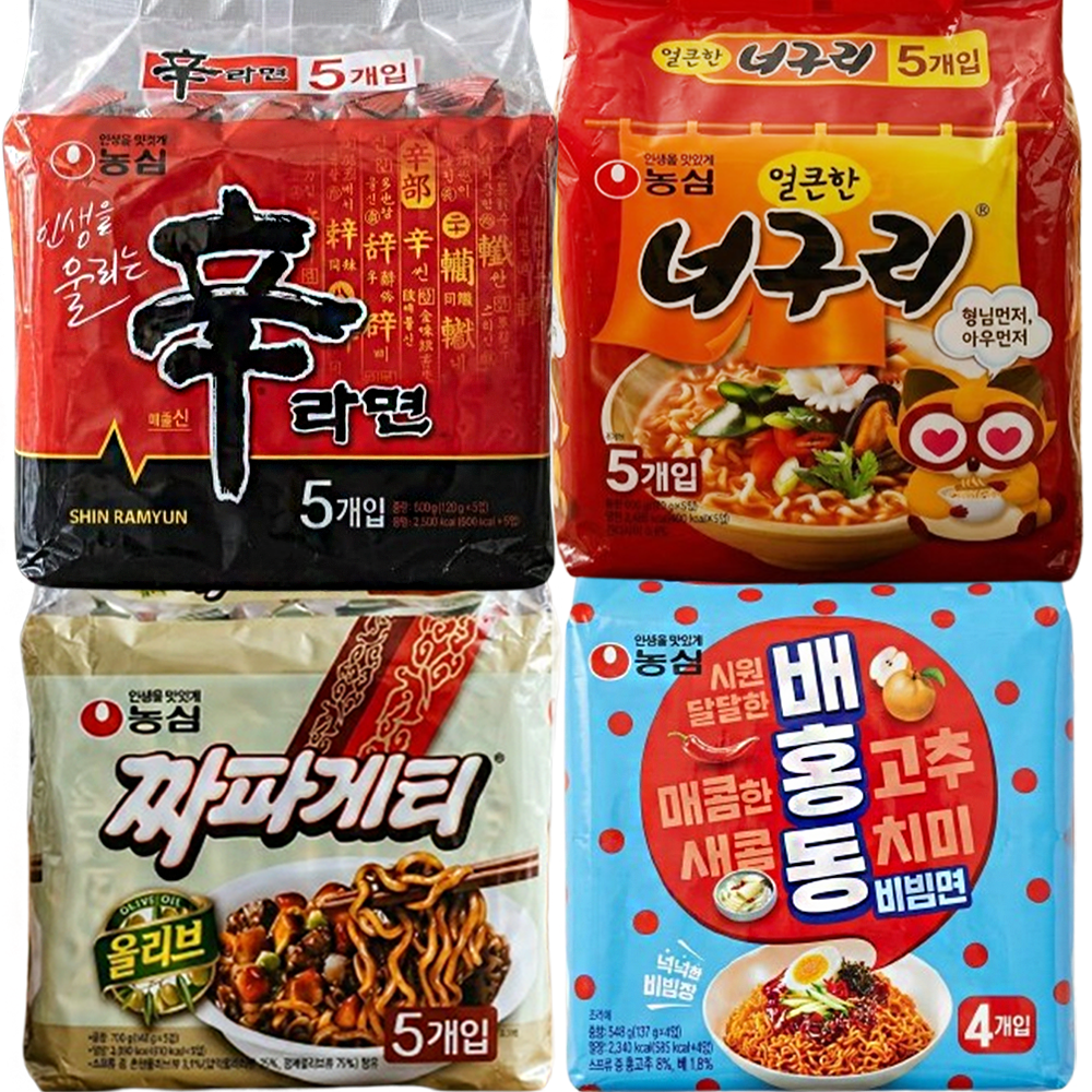 농심 신라면 5입+너구리 5입+짜파게티5입+배홍동 4입 (총 19봉)