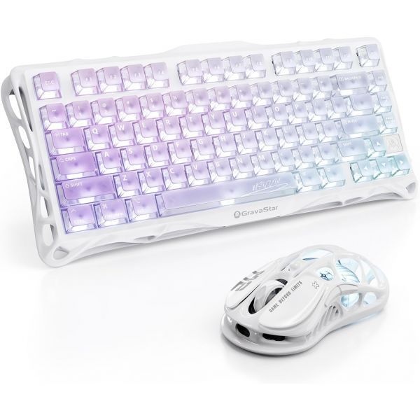 [해외] GravaStar 그라바스타 Mercury K1 Lite 키보드 크리스탈 오로라 M2 마우스 오팔린 화이트 295315