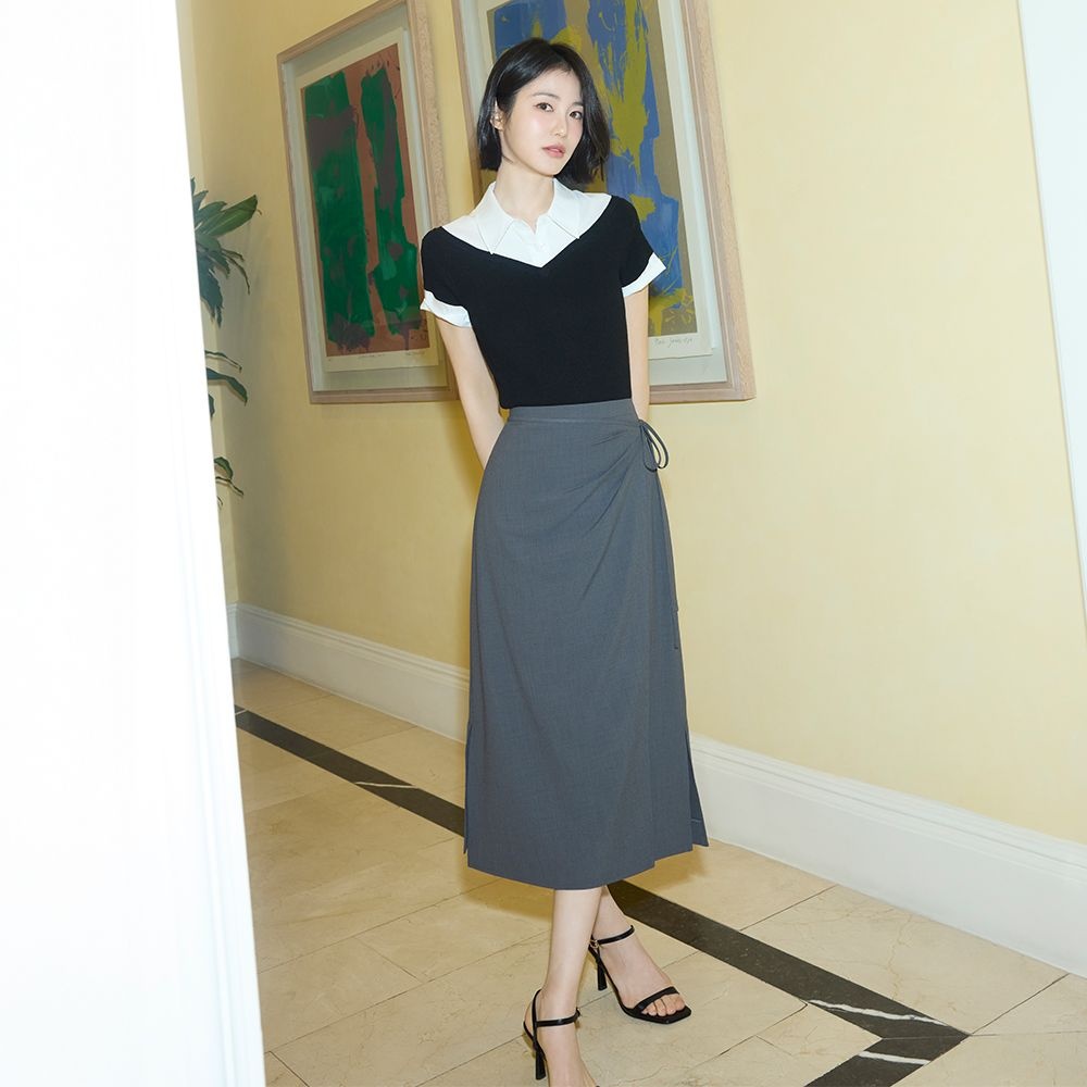 [26 S/S] 턱 디테일 랩 스커트 ITQ5ZSK890