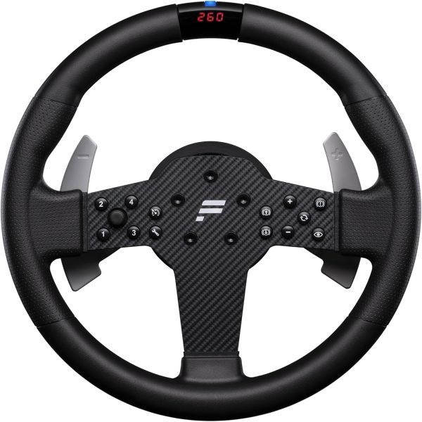 [해외] Fanatec 파나텍 Sim Racing CSL 스티어링 휠 P1 V2 QR2 LITE – 고무 그립 RevStripe LED 디스플레이 금속 시프터 패들 사이드 사