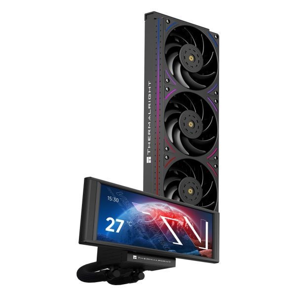 [해외] 써멀라이트 트로페오 비전 360 ARGB 블랙 CPU 일체형 수랭 쿨러 6.86인치 LCD 롱스크린 고성능 360mm 라디에이터 1280x480