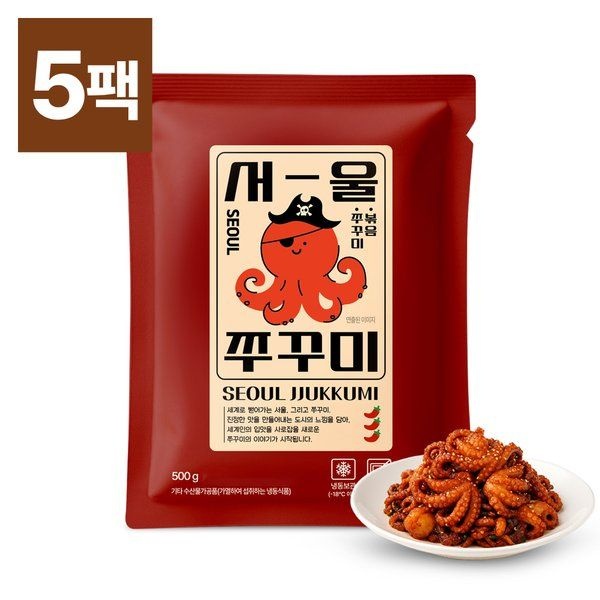 썬넛트 하루한끼 서울쭈꾸미500gX5팩/매콤한맛 특제소스 간편조리 파우치타입 5분완성 캠핑요리