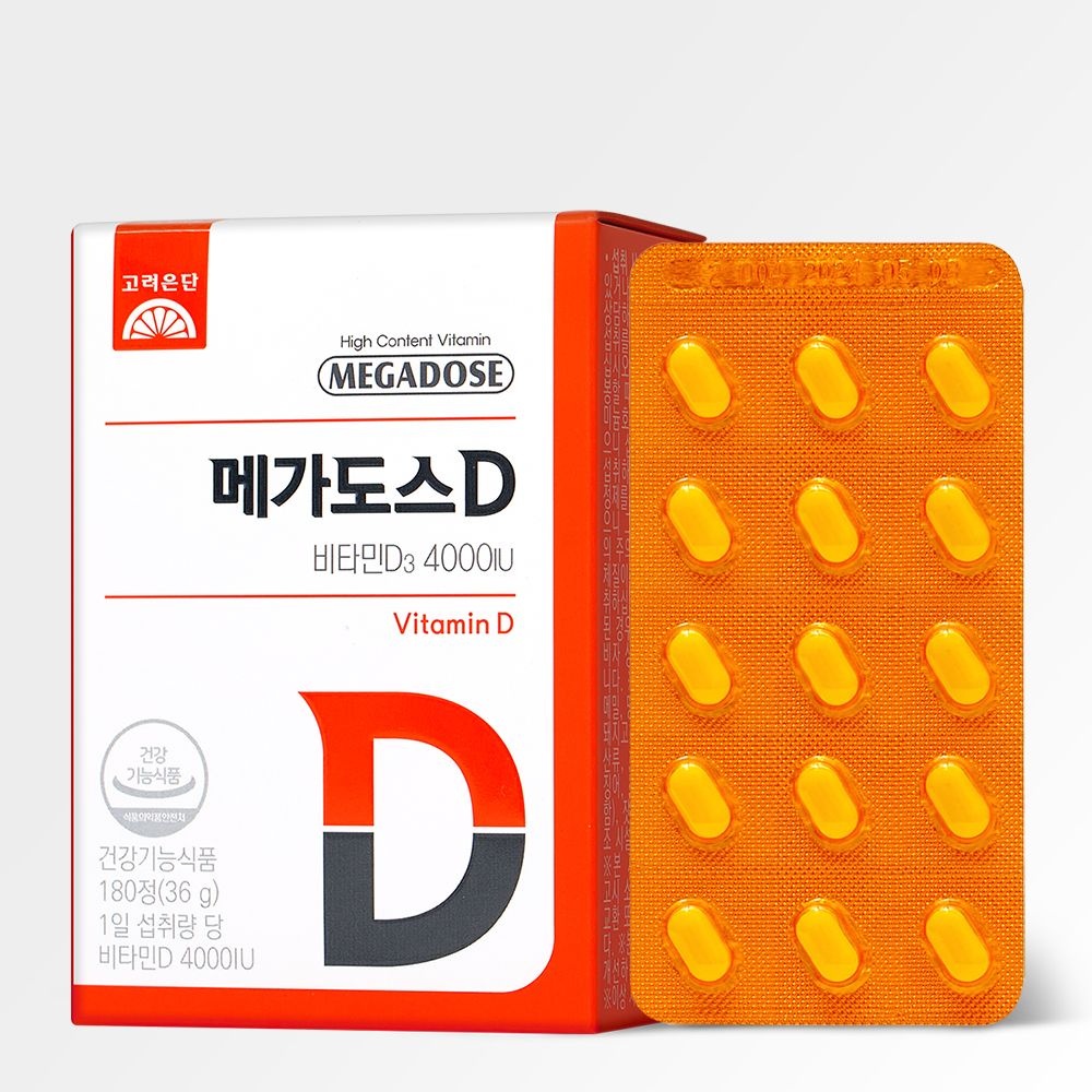 고려은단 네이버 메가도스D 비타민D3 4000IU 180정 2개 (1년분) 200mg x 4916106