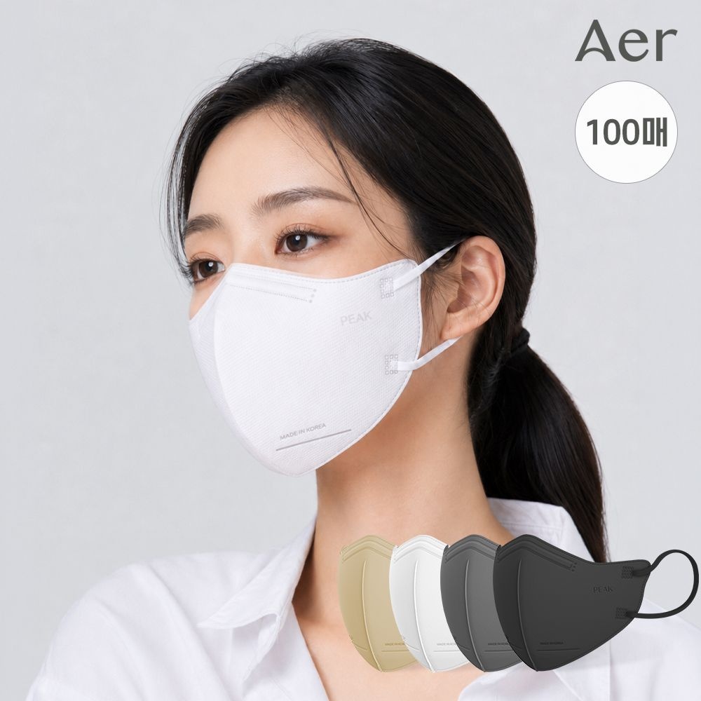 AER [100개입] 아에르의 새로운 숨결, KF80 피크 라이트핏 마스크