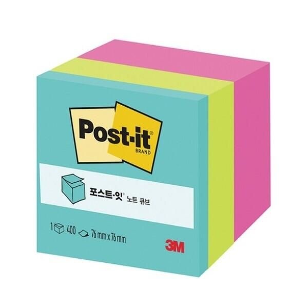 (현대Hmall) 아트박스/오피스큐 3M 포스트잇 노트 큐브 아쿠아 3색 AQNGFC