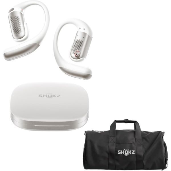 SHOKZ [해외] SHOKZ 샥즈 OpenFit Pro 화이트 오픈 이어 헤드폰 스포츠 운동 여행용 블랙 짐백 포함 294573