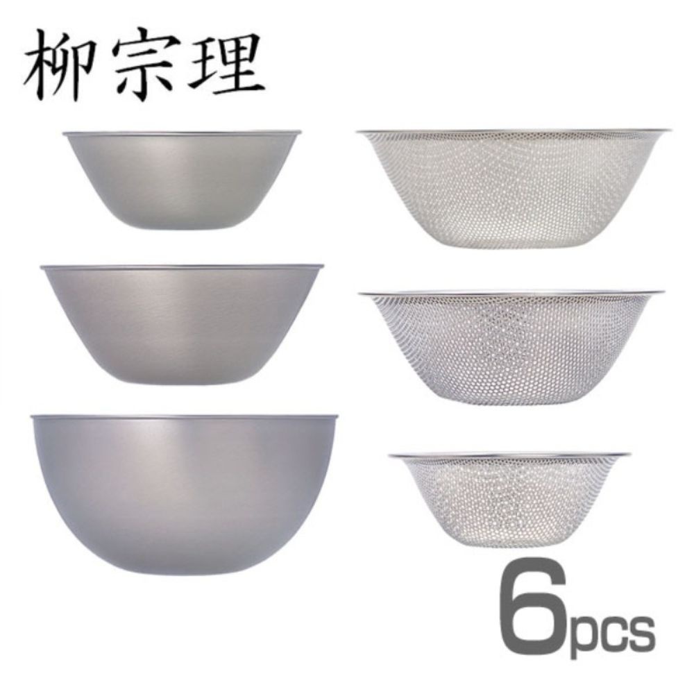소리야나기 SoriYanagi 스테인리스 볼 채반 세트 6종 16cm 19cm 23cm