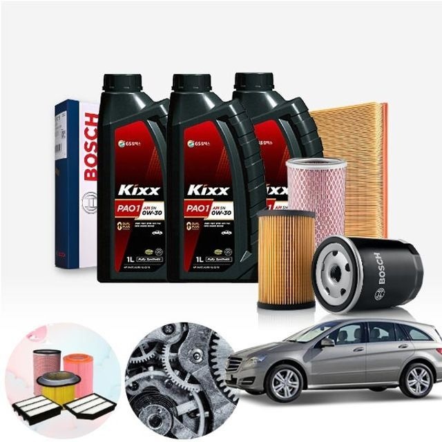 카쎈 R300 W251 (09~14) 가솔린 킥스파오1 0W30 0W40 합성엔진오일 필터세트 8리터