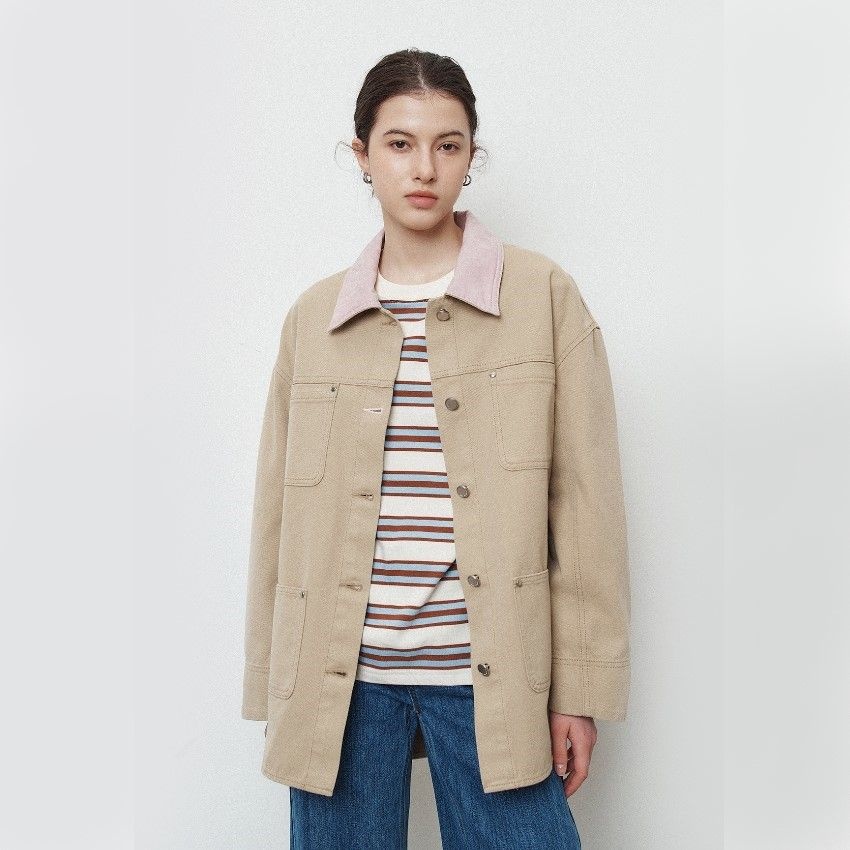 (김나영 착용) 오버핏 워크자켓 Overfit Color Cotton Work Jacket _Beige_LST_D0JK03WBE10