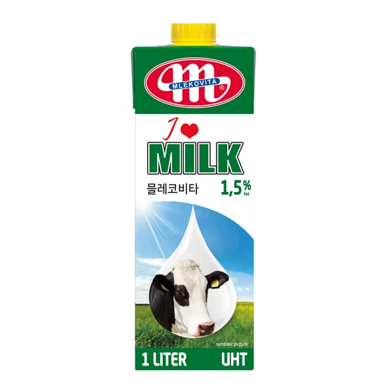믈레코비타 수입멸균우유 아이러브밀크 저지방 1.5% 1L , 12입