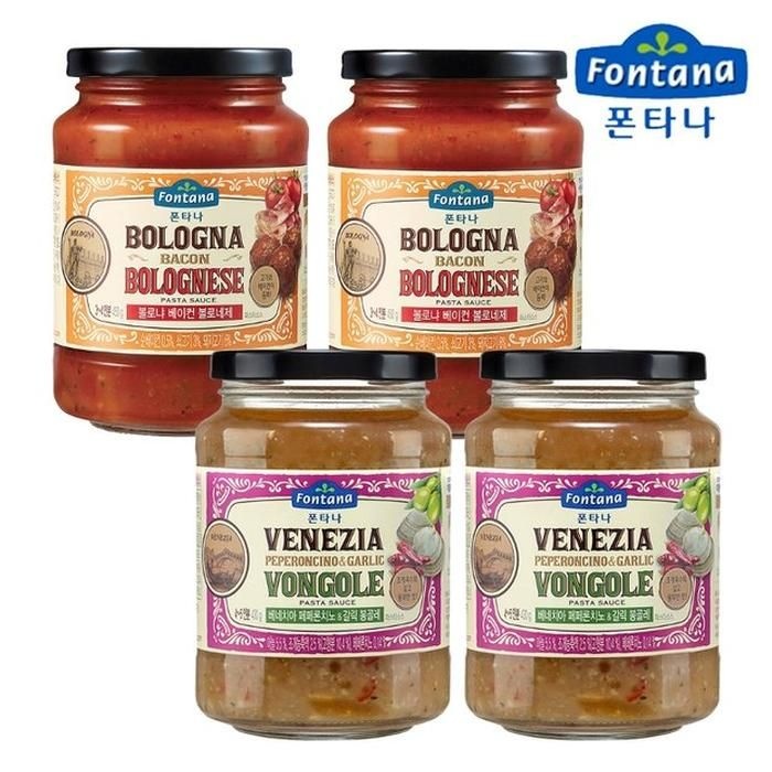 폰타나 베이컨 볼로네제 430g 2개+갈릭 봉골레 430g 2개/파스타소스