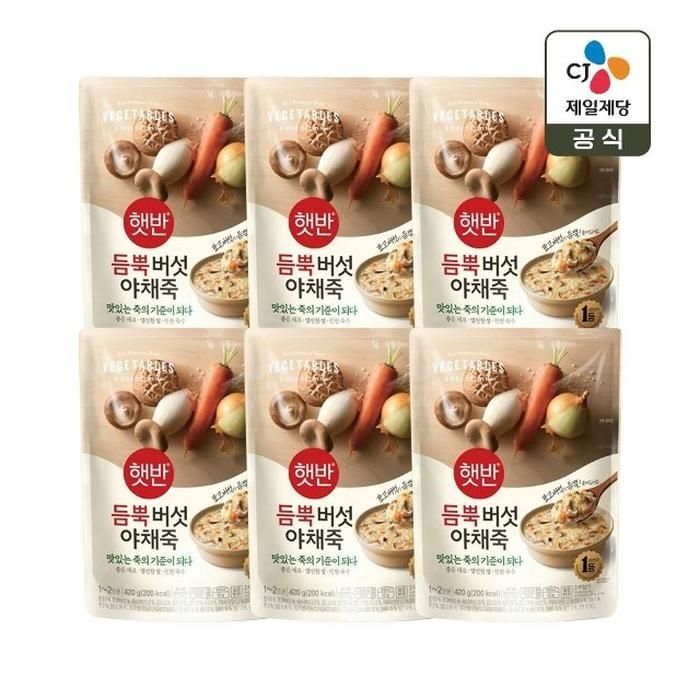 햇반죽 듬뿍 버섯야채죽 420g x6개