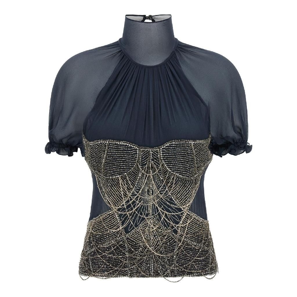 [해외] 디 아티코 아티코 Jewel embroidery top Blue 261WCI00040EMB036RA573 [관부가세포함]