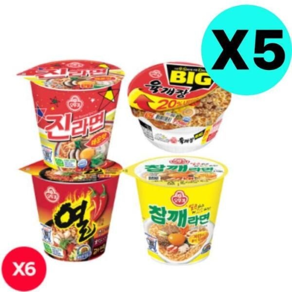 [셀러허브 식품] 오뚜기 진라면 + 육개장 + 참깨 + 열 라면 컵라면 X30