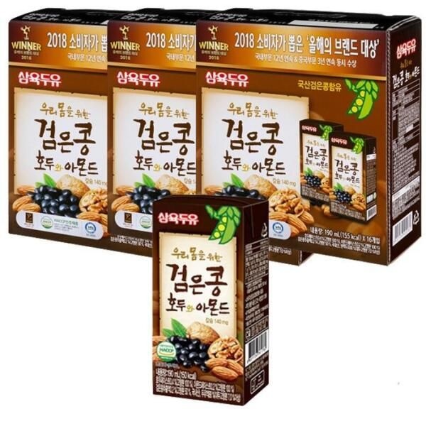 [셀러허브 식품] 삼육두유 검은콩 호두와 아몬드 190ml 48개