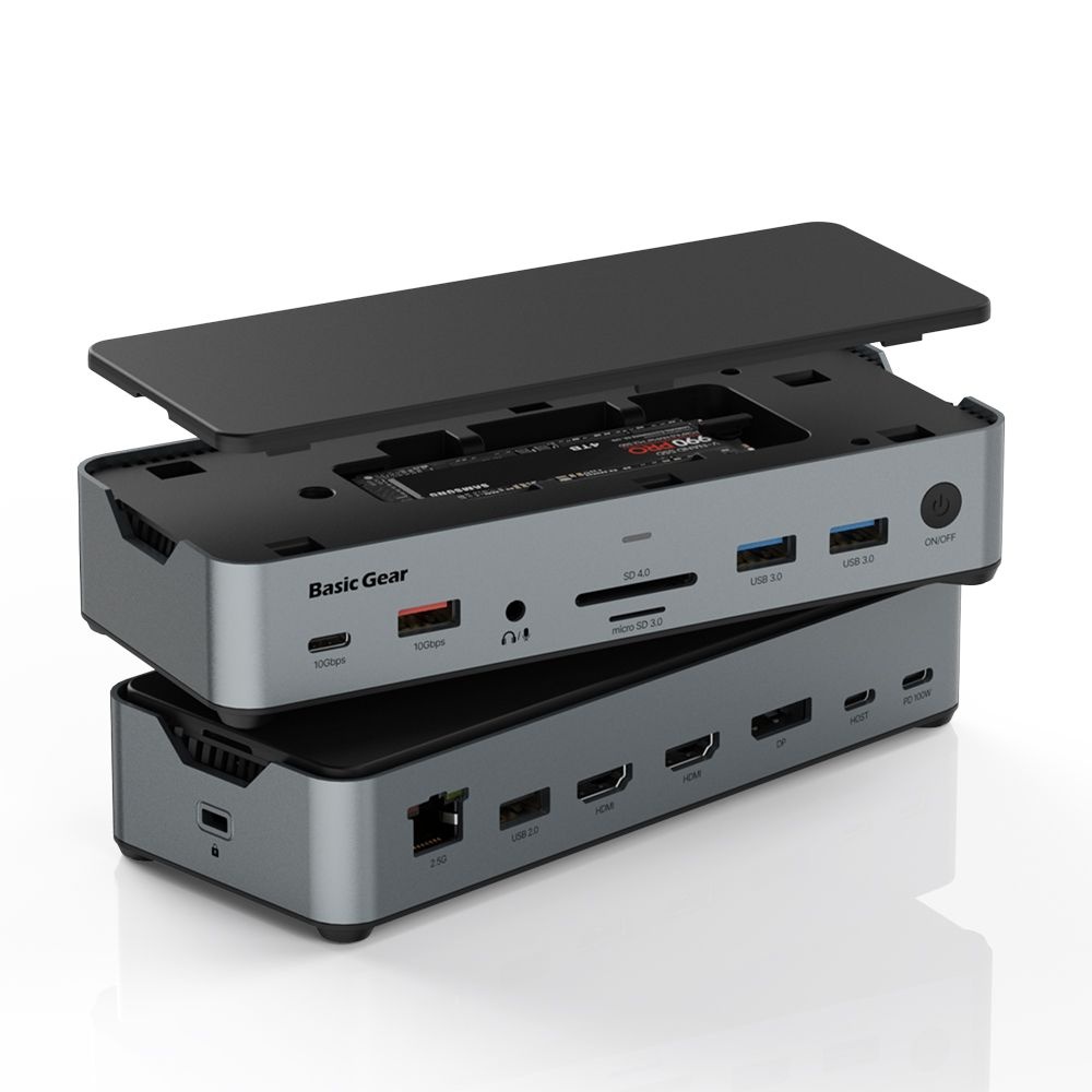 베이직기어 베이직기어 C타입 노트북 멀티 허브 독 썬더볼트 USB4 호환 15in1 도킹스테이션