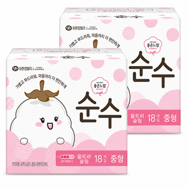 좋은느낌 순수 울트라 슬림 중형 날개 18개입 x2팩