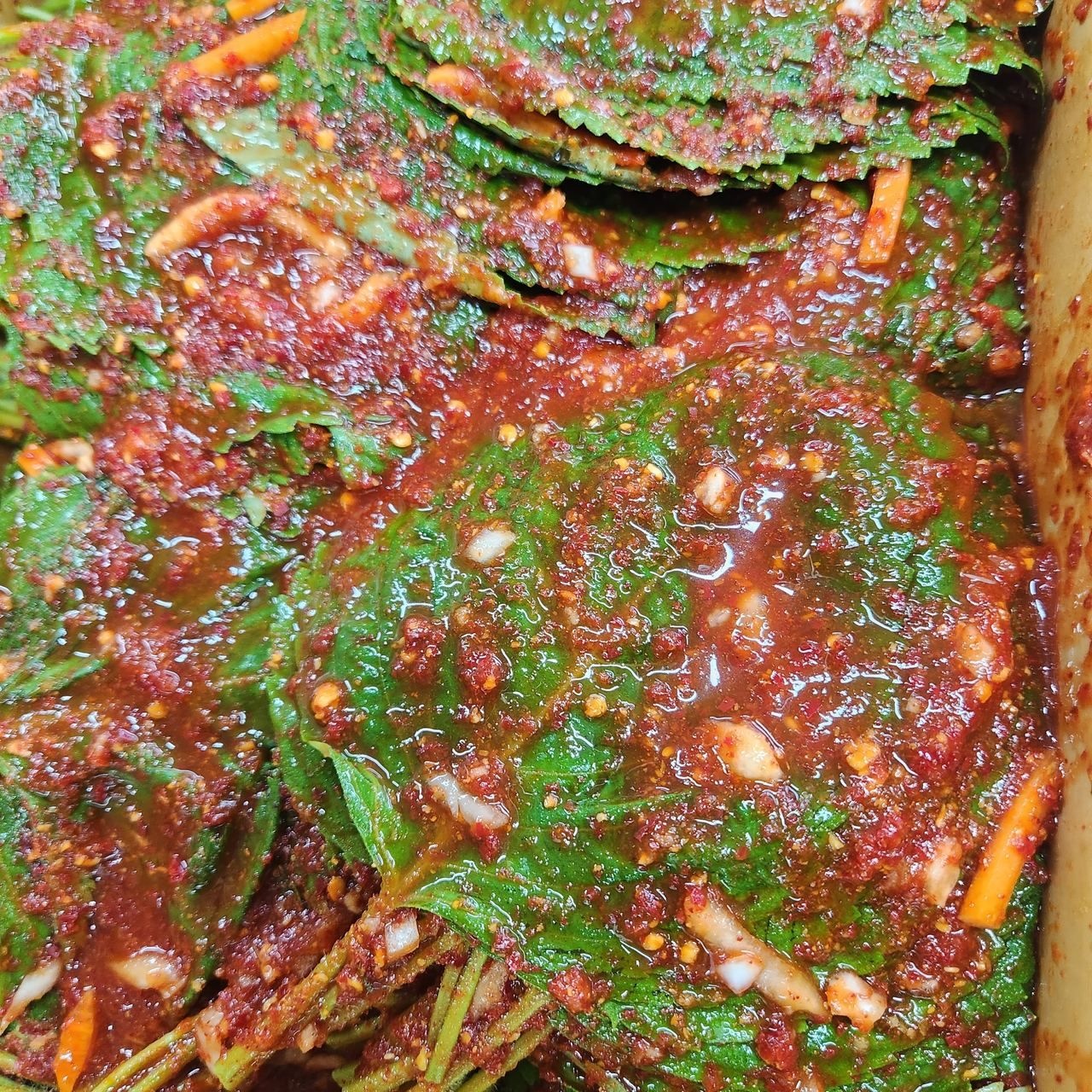 국내산 100% 밥 한공기 뚝딱 향긋한 수제 전라도 깻잎 김치 500g