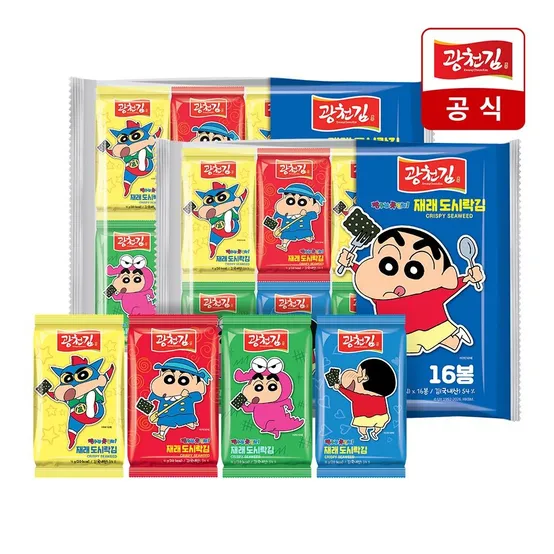 [APP전용][광천김] NEW 짱구는 못말려 재래 도시락김 4g 32봉 외 2종